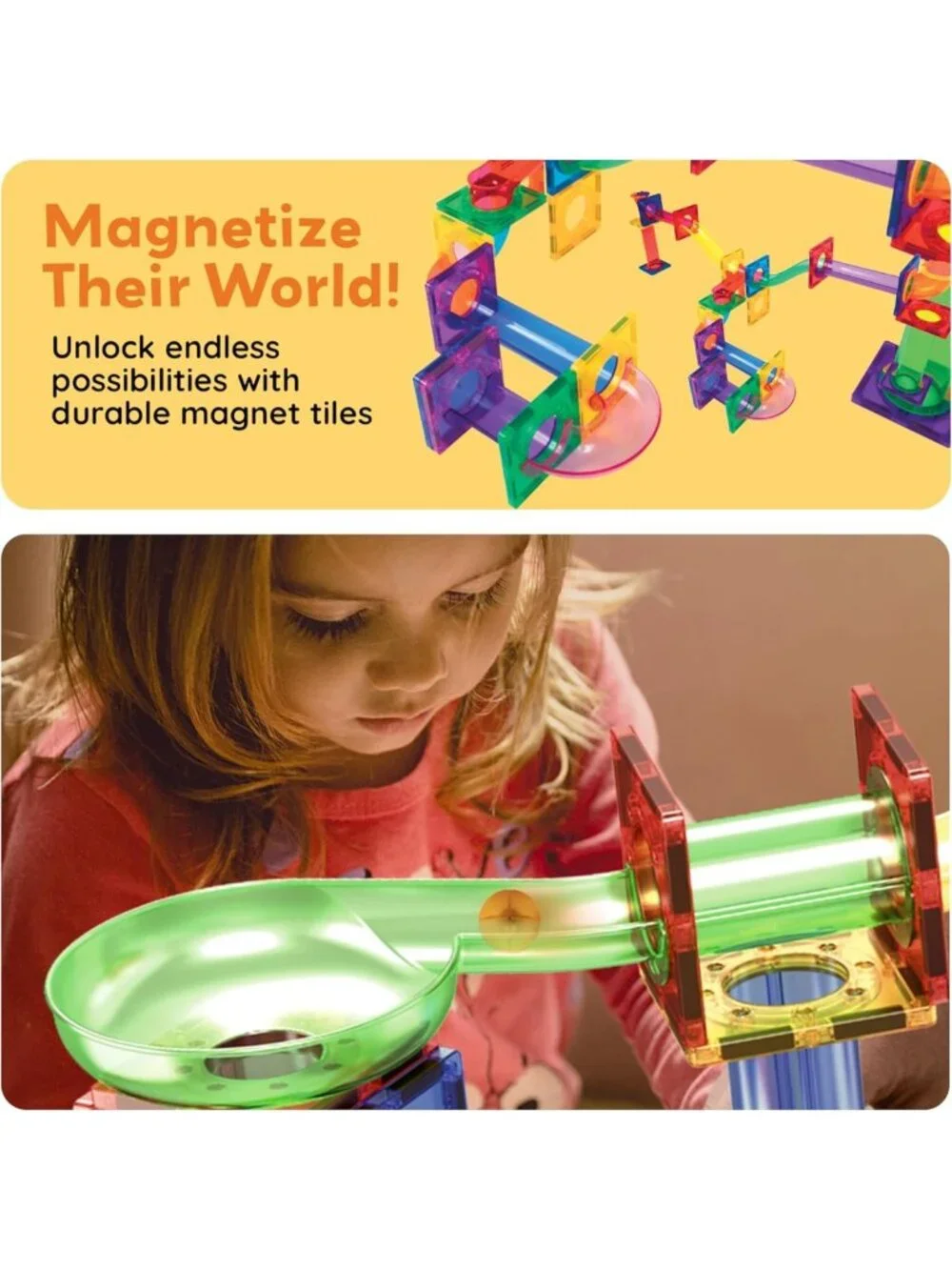 108-Piece Marble Run Race Track Set with LED Cars - STEM Toy for Ages 3